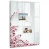 Tulup Whitebord - Bloemen op hout - 40 x 60 cm - Wit Foto Magneetbord - Gratis 5 Sterke Magneten + Whiteboard Marker & Wisser - Design Memobord - Foto Magneetbord - Ideeënbord Thuiswerkplek