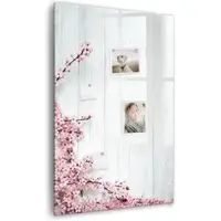 Tulup Whitebord - Bloemen op hout - 60 x 90 cm - Wit Memobord Magnetisch - Gratis 5 Sterke Magneten + Whiteboard Marker & Wisser - Minimalistisch Prikbord - Foto Magneetbord - Organiseer Je Bureau