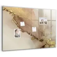 Tulup Whitebord - Gouden marmer - 100 x 70 cm - Geel Memo Bord - Gratis 5 Sterke Magneten + Whiteboard Marker & Wisser - Moderne Wanddecoratie - Memobord Glas - Organiseer Je Bureau