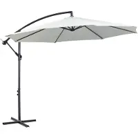 Merax Ampelparasol Rond 300 Cm Met Handkurbel - Stalen Frame Met 8 Baleinen - Vrijhangende Parasol Voor Tuin En Terras - Crèmewit