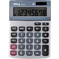 Viking Bureaurekenmachine 8 -cijferige display Zilver Batterij, Zonne-energie AT-812T