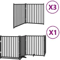 vidaXL Hondenhek inklapbaar 10 panelen 800 cm populierenhout zwart