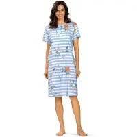 Comtessa Nachthemd 'Primavera' - Dames Nachtmode - Korte Mouw - Blauw - Maat 46