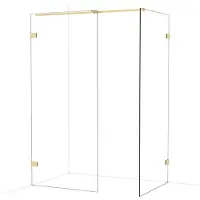 Maxaro Diamond Inloopdouche | 90x90 cm Glanzend lichtgoud Helder glas 2 vaste wanden