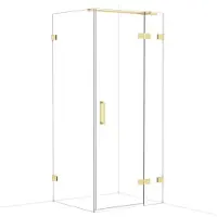 Maxaro Diamond Douchecabine | 90x80 cm Glanzend lichtgoud Helder glas Draaideur Rechthoek