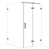 Maxaro Diamond Douchecabine | 140x110 cm Glanzend koper Helder glas Draaideur Rechthoek
