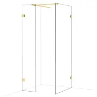 Maxaro Diamond Inloopdouche | 90x40 cm Glanzend lichtgoud Helder glas 2 vaste wanden