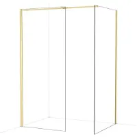 Maxaro Diamond Inloopdouche | 100x90 cm Glanzend lichtgoud Helder glas 2 vaste wanden