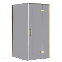 Maxaro Diamond Douchecabine | 110x100 cm Glanzend lichtgoud Rookglas Draaideur Rechthoek