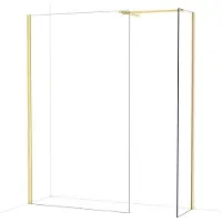 Maxaro Diamond Inloopdouche | 120x50 cm Glanzend lichtgoud Helder glas 2 vaste wanden