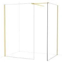 Maxaro Diamond Inloopdouche | 130x120 cm Glanzend lichtgoud Helder glas 2 vaste wanden