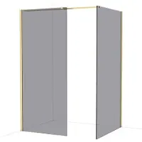 Maxaro Diamond Inloopdouche | 110x90 cm Glanzend lichtgoud Rookglas 2 vaste wanden