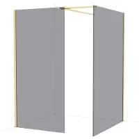 Maxaro Diamond Inloopdouche | 140x100 cm Glanzend lichtgoud Rookglas 2 vaste wanden