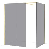 Maxaro Diamond Inloopdouche | 120x120 cm Glanzend lichtgoud Rookglas 2 vaste wanden