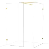 Maxaro Diamond Inloopdouche | 120x100 cm Glanzend lichtgoud Helder glas 2 vaste wanden