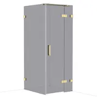 Maxaro Diamond Douchecabine | 90x80 cm Glanzend lichtgoud Rookglas Draaideur Rechthoek