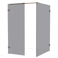 Maxaro Diamond Inloopdouche | 140x80 cm Glanzend koper Rookglas 2 vaste wanden