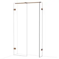 Maxaro Diamond Inloopdouche | 60x30 cm Glanzend koper Helder glas 2 vaste wanden