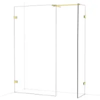 Maxaro Diamond Inloopdouche | 110x50 cm Glanzend lichtgoud Helder glas 2 vaste wanden