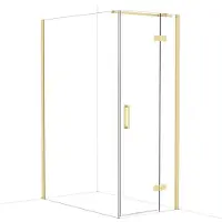Maxaro Diamond Douchecabine | 140x80 cm Glanzend lichtgoud Helder glas Draaideur Rechthoek