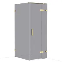 Maxaro Diamond Douchecabine | 100x80 cm Glanzend lichtgoud Rookglas Draaideur Rechthoek