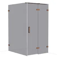 Maxaro Diamond Douchecabine | 140x110 cm Glanzend koper Rookglas Draaideur Rechthoek