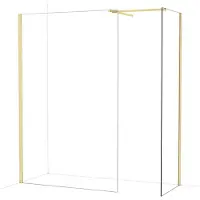 Maxaro Diamond Inloopdouche | 130x70 cm Glanzend lichtgoud Helder glas 2 vaste wanden