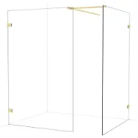 Maxaro Diamond Inloopdouche | 140x130 cm Glanzend lichtgoud Helder glas 2 vaste wanden