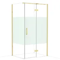 Maxaro Diamond Douchecabine | 110x90 cm Glanzend lichtgoud Helder met matte strook Draaideur Rechthoek