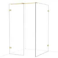Maxaro Diamond Inloopdouche | 130x70 cm Glanzend lichtgoud Helder glas 2 vaste wanden