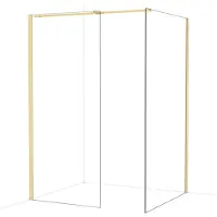 Maxaro Diamond Inloopdouche | 120x90 cm Glanzend lichtgoud Helder glas 2 vaste wanden