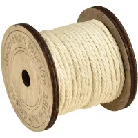 Viana Decoratief koord katoen crème Ø2mm houten spoel met elk 16m, 2 stuks