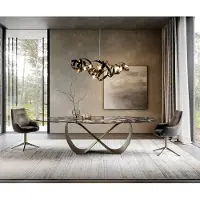 DELIFE Eetkamertafel Edge Oval 280x130 cm Keramiek Iris FMG Agatablack Infinity Metaal Effectafwerking Titan