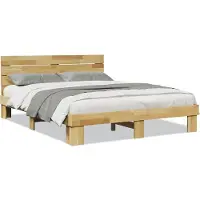 vidaXL Bedframe hoofdeinde zonder matras 135x190 cm massief hout eiken