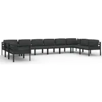 vidaXL 9-delige Loungeset met kussens aluminium antracietkleurig