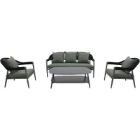 Mwh Camarillo tuin loungeset aluminium/rope mat grijs