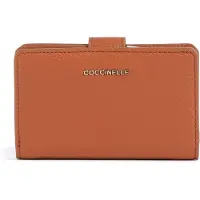 Coccinelle Leren portemonnee Metallic Soft Mini Wallet Grained Leather Crab Lichtbruin