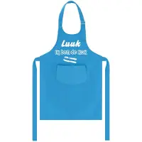Kariban Mijncadeautje - Kinderschort met naam - blauw - Ik ben de kok - met eigen naam naar keuze