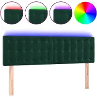 vidaXL Hoofdbord LED 144x5x78/88 cm fluweel donkergroen