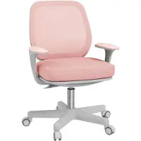OKWISH Bureaustoel 55 X 48 X 82,5 94,5 Cm - Ergonomisch Met Ademend Net - Hoogte Verstelbaar En Draaibaar - Met Vergrendelbare Wielen - Polyester - Pink