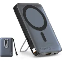Drivv. Powerbank 10.000 mAh geschikt voor MagSafe met USB C Kabel - 3 in 1 Ontwerp - 22.5W Draadloze Powerbank - Inclusief 60W Oplaadkabel - Snellaadfunctie - USB & USB C - Zwart -