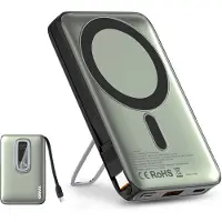Drivv. Powerbank 10.000 mAh geschikt voor MagSafe met USB C Kabel - 3 in 1 Ontwerp - 22.5W Draadloze Powerbank - Inclusief 60W Oplaadkabel - Snellaadfunctie - USB & USB C - Zwart -
