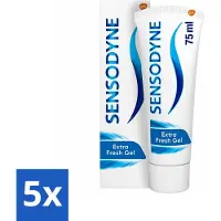 Sensodyne 5 x - Tandpasta - Extra Fresh Gel - Voor Gevoelige Tanden - 75 ml - Gevoelige Tanden - Tandpasta - Gevoeligheid - Tandpasta Voor Gevoelige Tanden - Frisse Mond