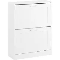 SoBuy FSR137-W Moderne Witte Schoenenkast met 2 Kleppen | Compact 60x25x80 cm