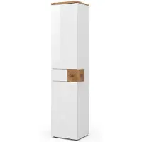Vicco Badkamerkast Eden Wit Hoogglans 40 x 184.2 cm met 2 deuren en lade, Model 40088