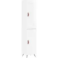 vidaXL Hoge kast 34,5x34x180 cm bewerkt hout hoogglans wit