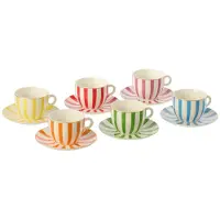 J-Line J‑Line – Set van 6 koffiebordjes porselein – Mix 1 – La Spiaggia collectie