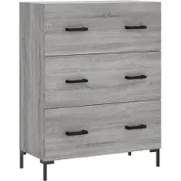 vidaXL Hoge kast 69,5x34x180 cm bewerkt hout grijs sonoma eikenkleurig