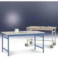 Manuflex BB3029.7035 Bijzettafel basis stationair met PVC-tafelblad in lichtgrijs RAL 7035, bxdxh: 1000 x 800 x 780 mm Grijs-wit (RAL 7035)