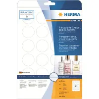 Herma 8023 Folie-etiketten Ø 40 mm Folie, glanzend Transparant 600 stuk(s) Permanent hechtend Laser (zwart/wit), Kopiëren (zwart/wit), Laser (kleur), Kopiëren